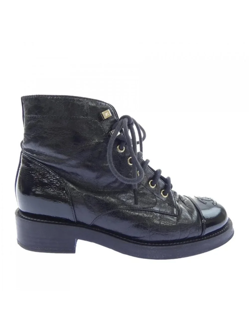 Chanel Lace-up Boots Black